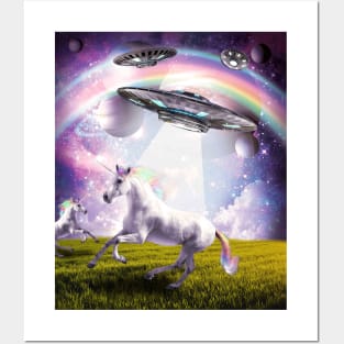 UFO Abducting Unicorn Posters and Art